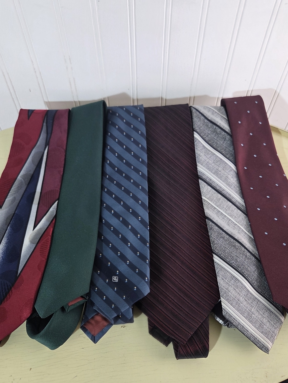 Lot of 7 Men’s Ties Designer Mixed Brands Silk Polyester Striped Geometric Class